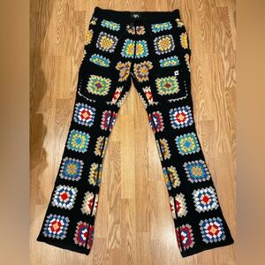 Colorful Crochet Pants with Black Base